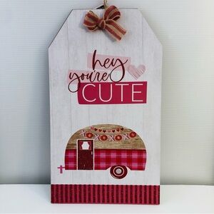 Cute Decorative Sign with Camper Design Pink Valentine's Day Love Wedding Decor